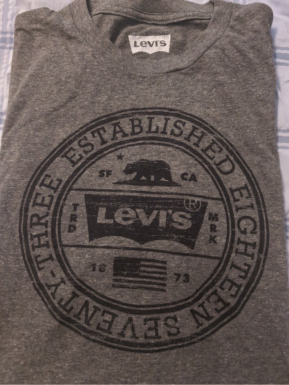 Levi's Gray Heather Short Sleeve Crewneck T-Shirt with Black Logo Seal